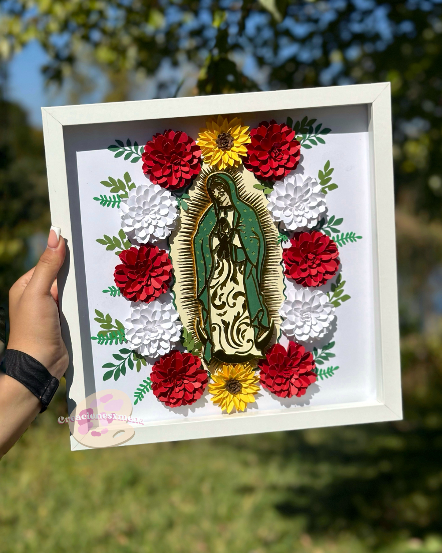Sunflower and Roses Virgencita Shadow Box