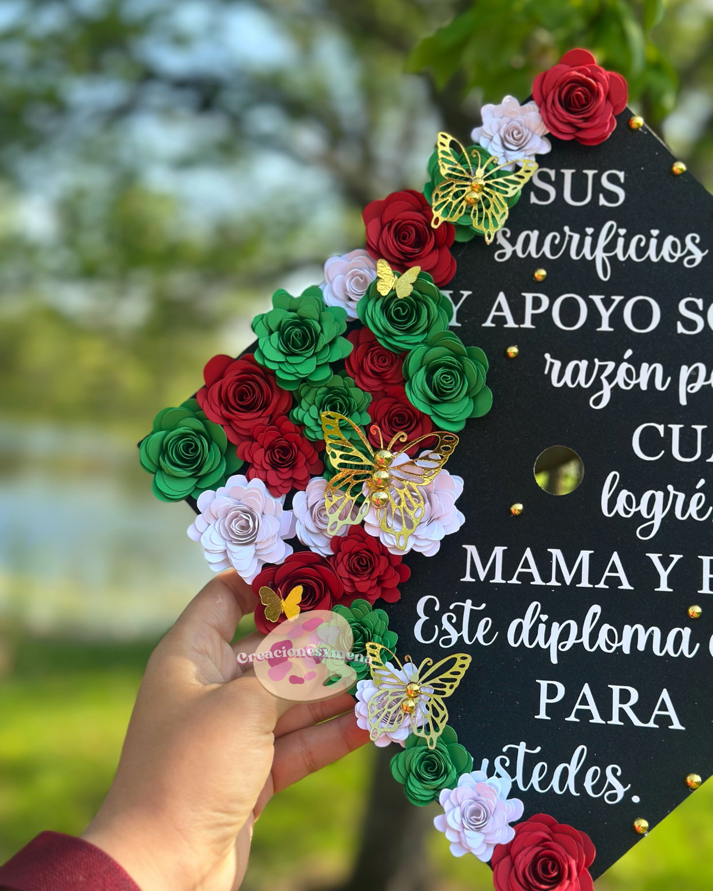 Red, White, Green Grad Cap