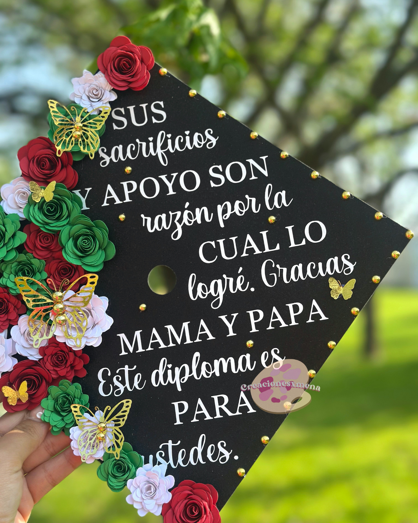 Red, White, Green Grad Cap