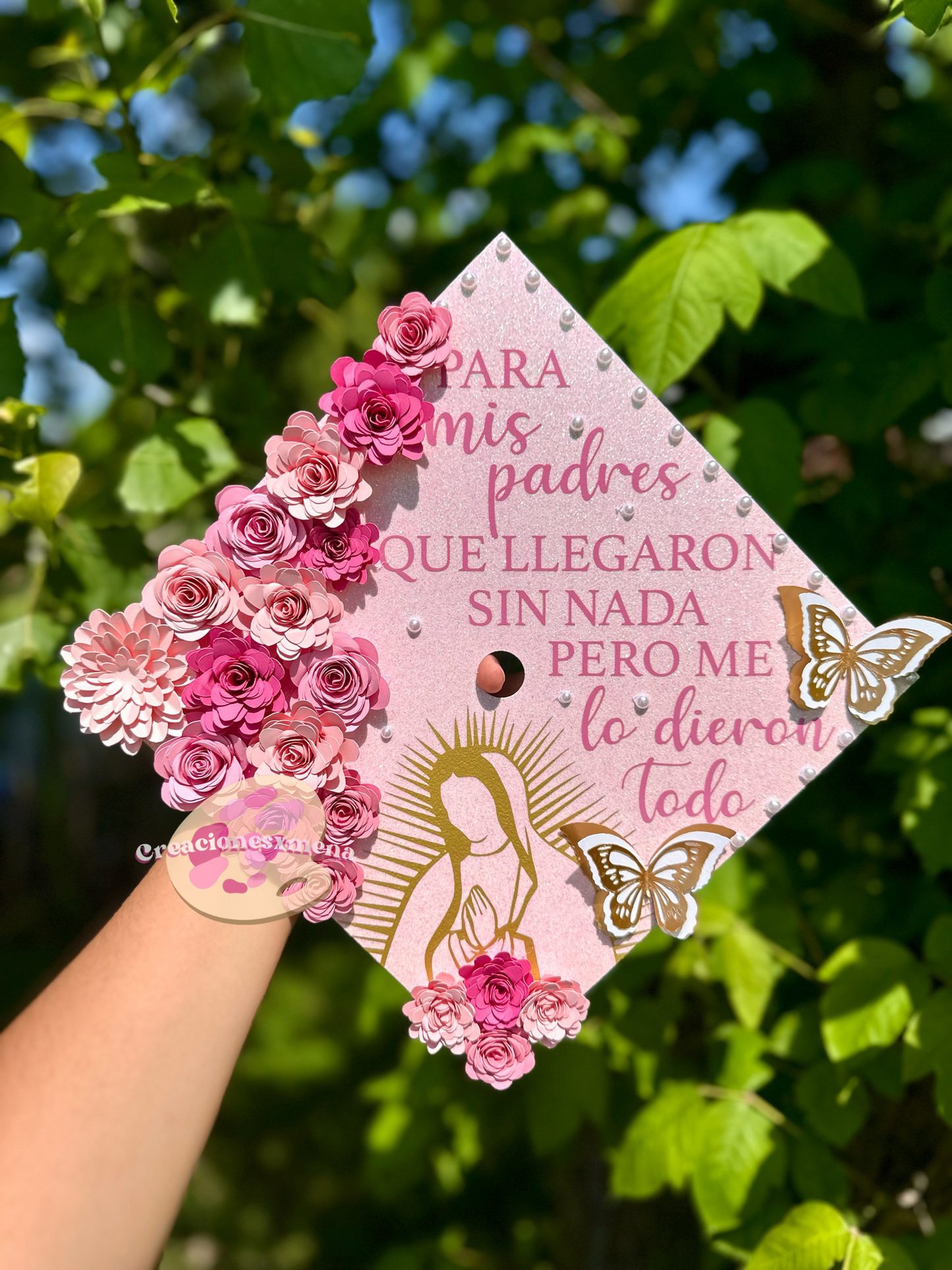 Pink Virgencita Grad Cap