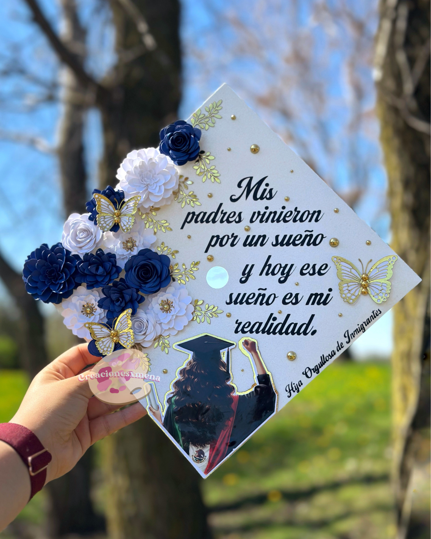 Graduation Cap Topper- Graduation Topper, Glitter Grad Cap, 3D Flowers, Graduation Flower Topper, Custom Grad Cap, Grad Decor, Class of 2025