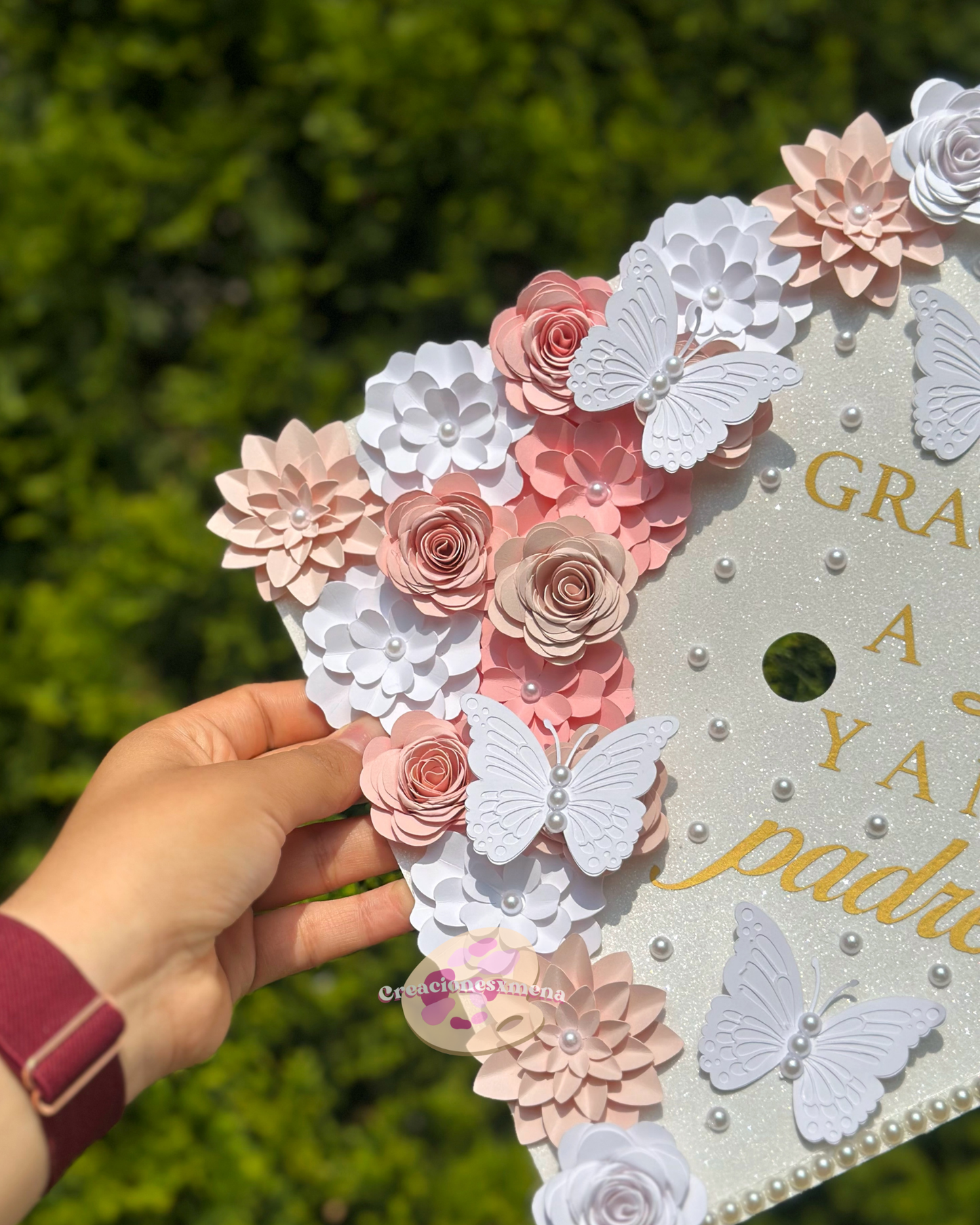 Graduation Cap Topper- Graduation Topper, Glitter Grad Cap, 3D Flowers, Graduation Flower Topper, Custom Grad Cap, Grad Decor, Class of 2025