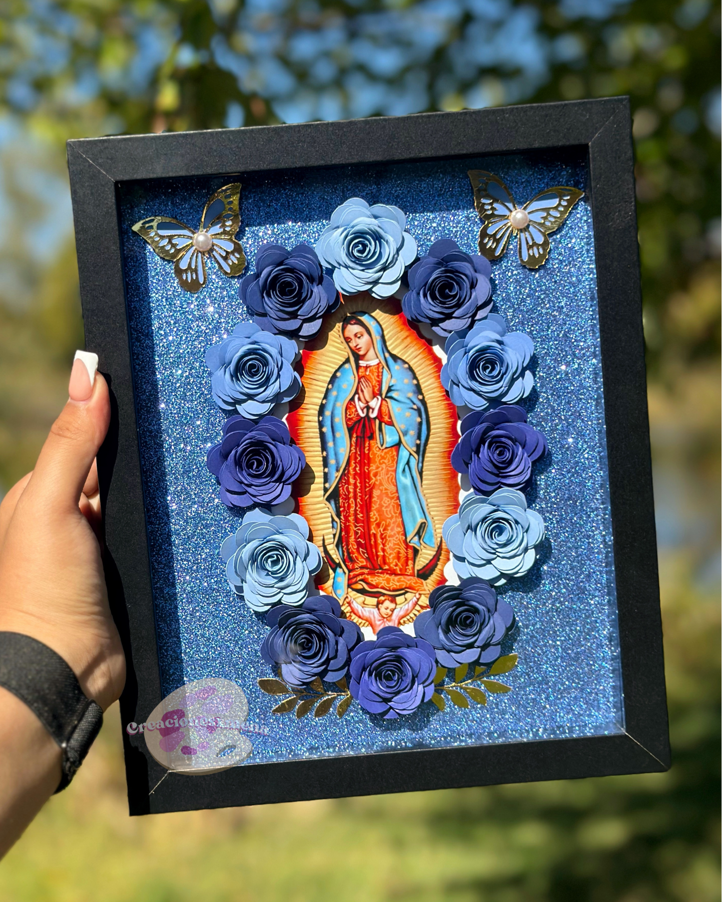 Blue Shades Virgencita Shadow Box