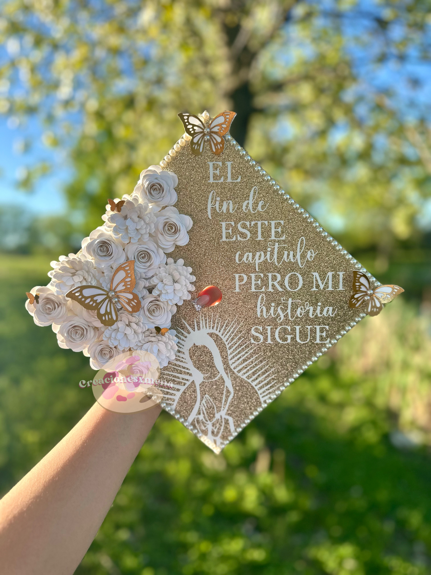 Gold and White Grad Cap