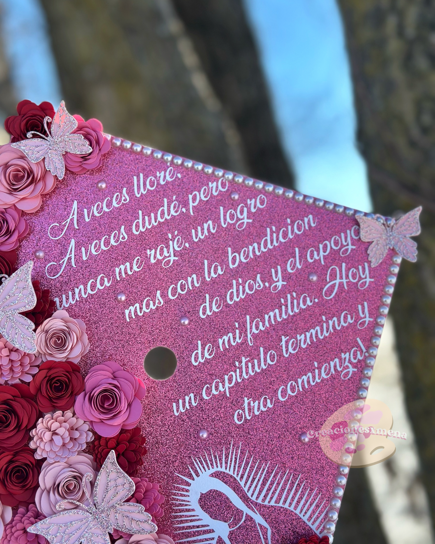Virgin Mary Pink Grad Cap Topper