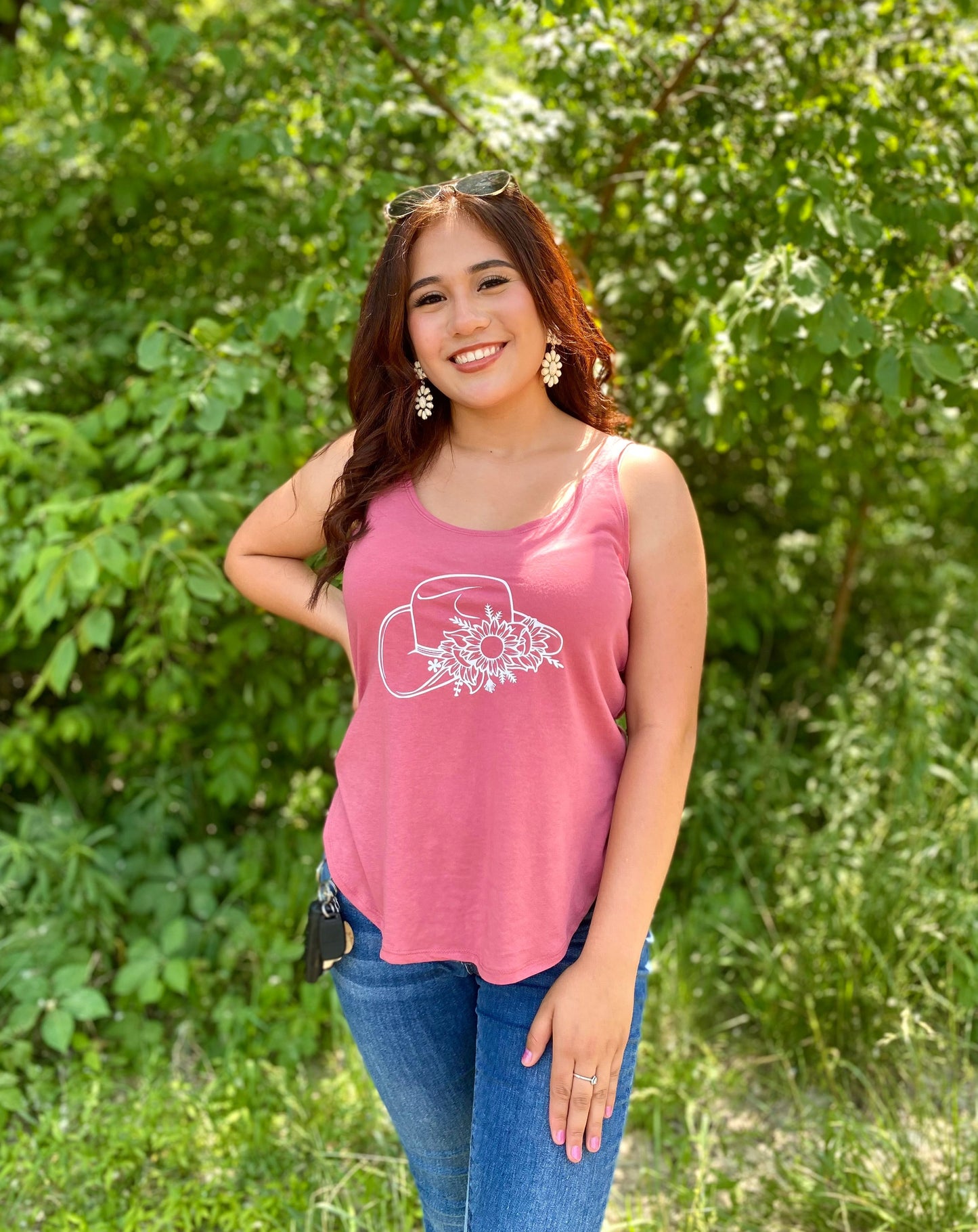 Floral Hat Tank Top