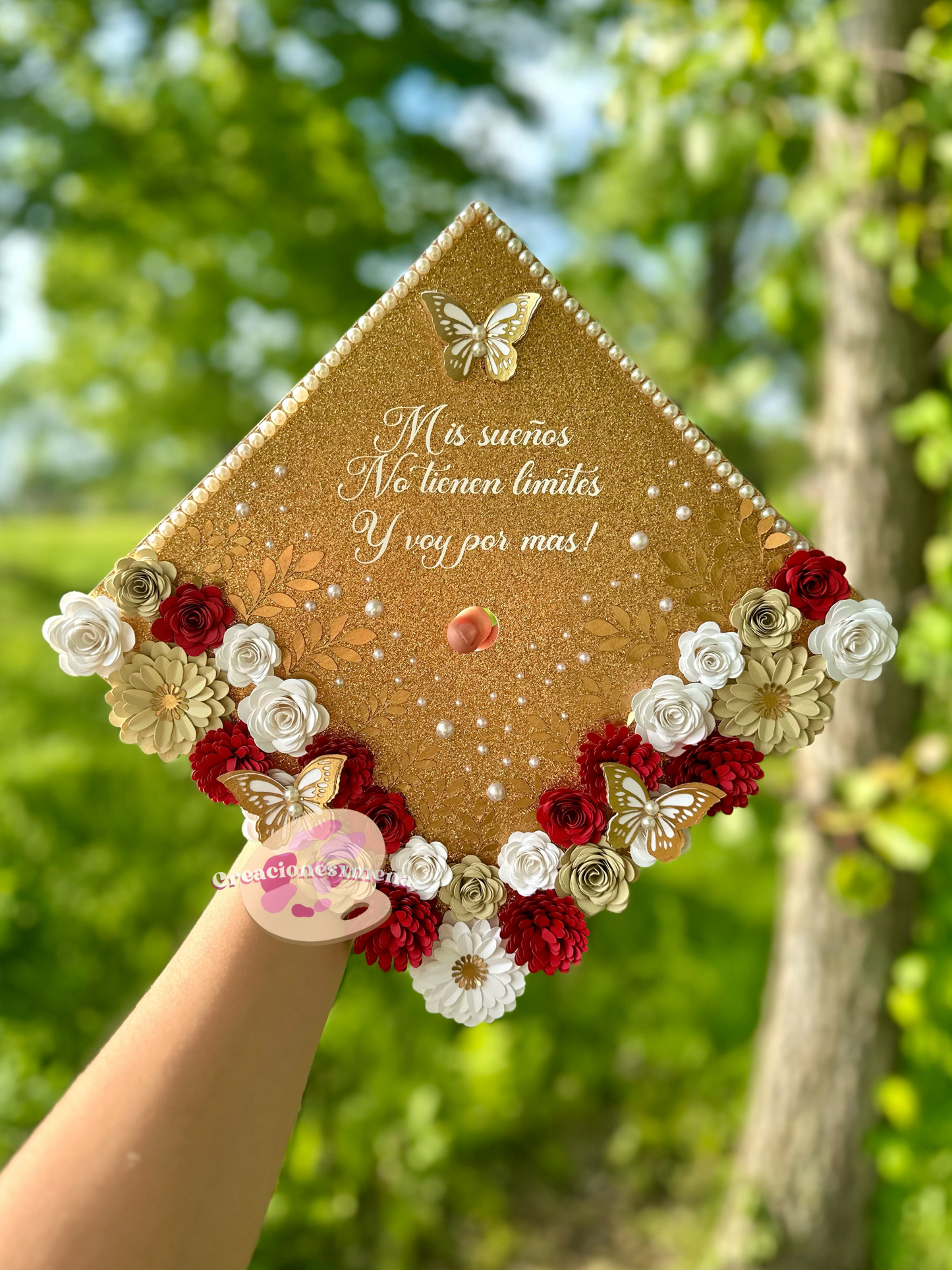 Burgundy & White Grad Cap