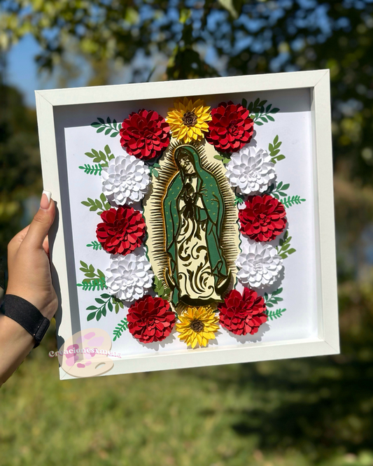 Sunflower and Roses Virgencita Shadow Box