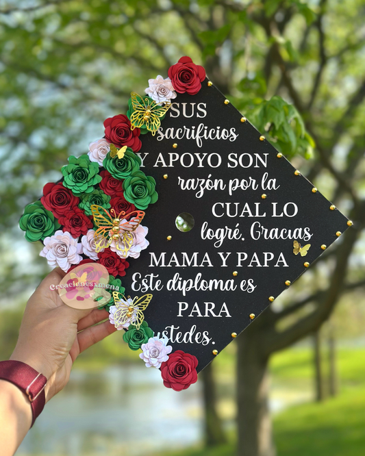 Red, White, Green Grad Cap