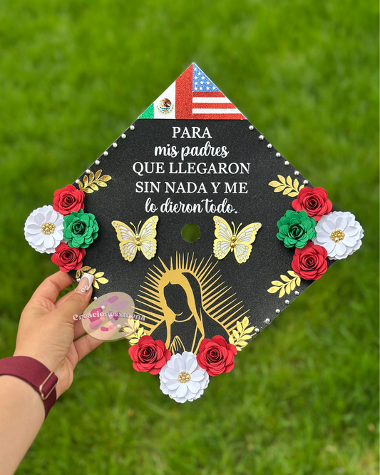 Graduation Cap Topper- Graduation Topper, Glitter Grad Cap, 3D Flowers, Graduation Flower Topper, Custom Grad Cap, Grad Decor, Class of 2025