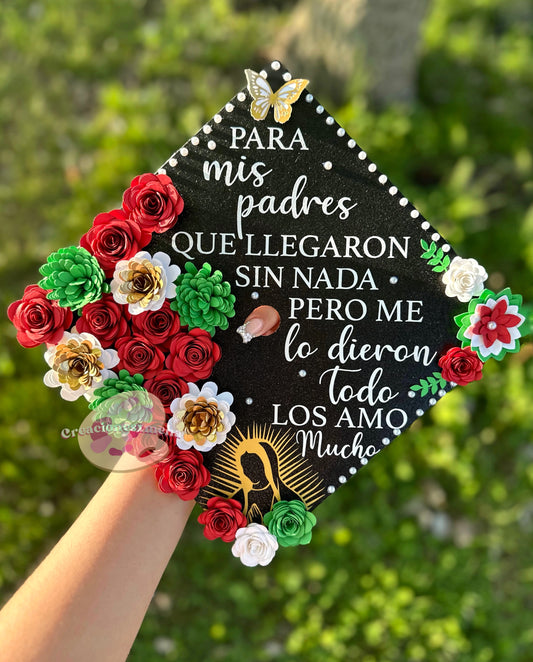 Red, White, and Green Grad Cap