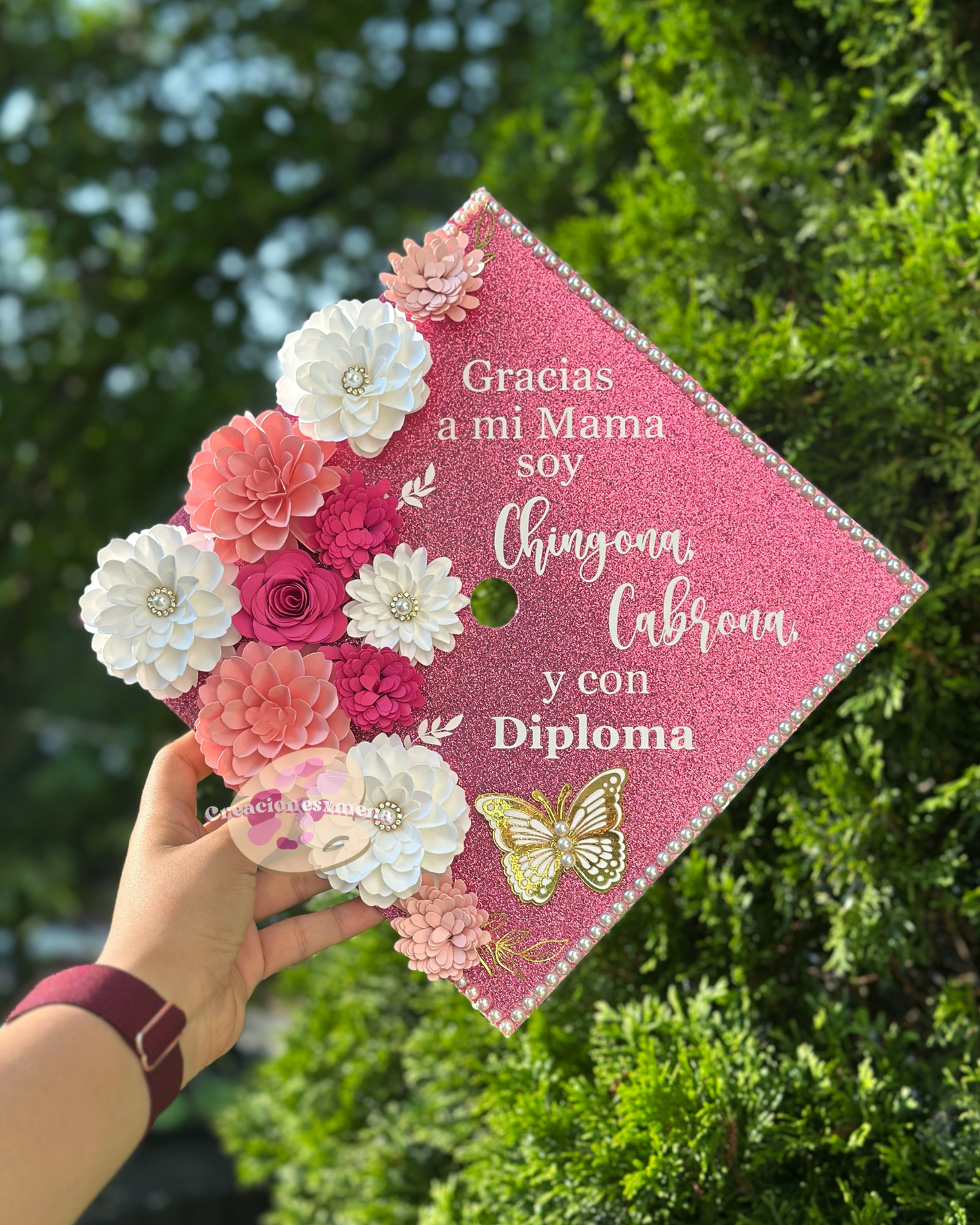 Pink Graduation Cap Topper