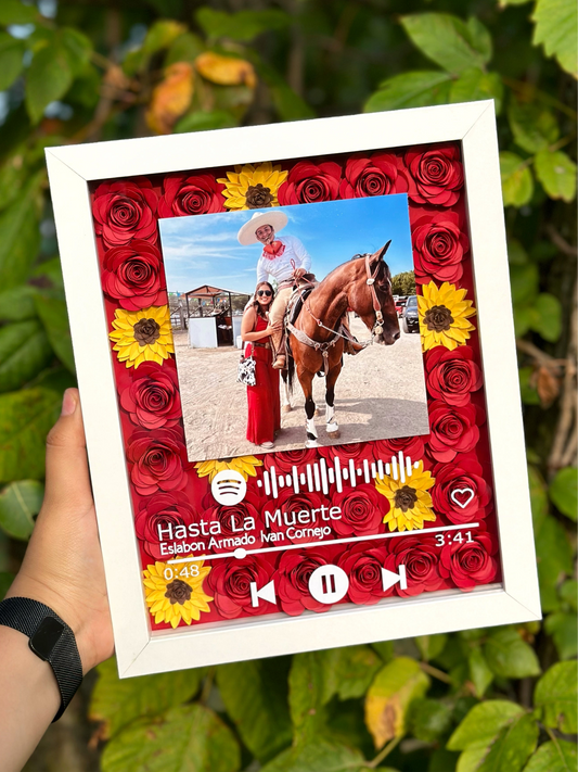 Song Shadow Box with Sunflowers