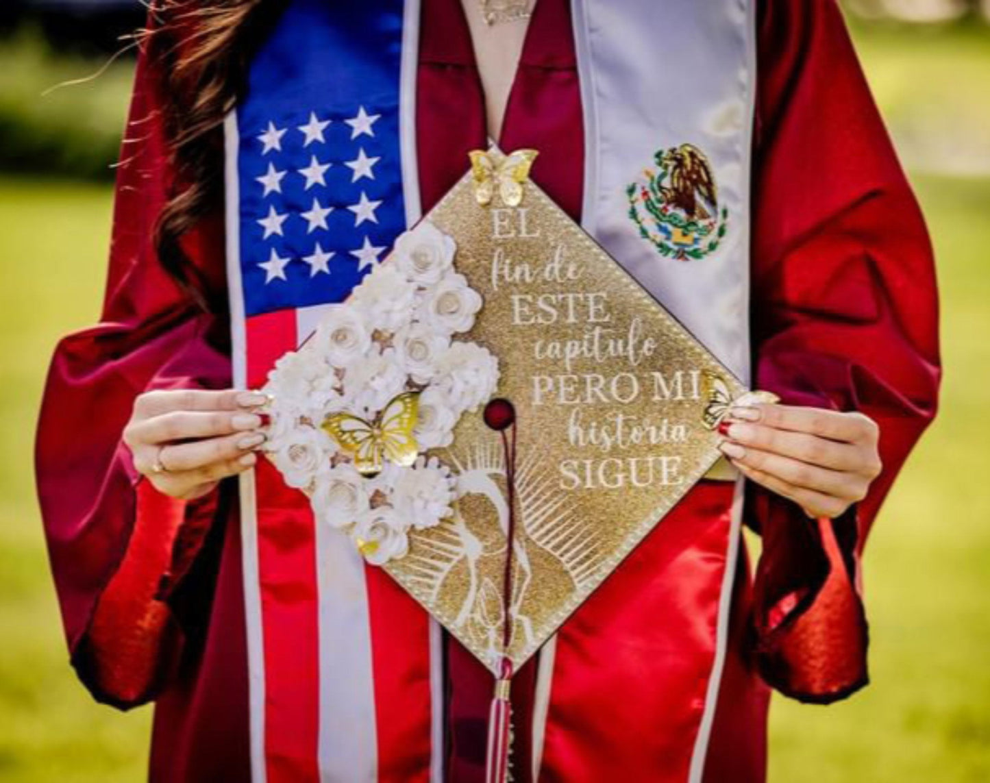 Gold and White Grad Cap