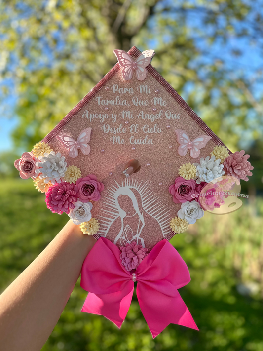 Pink w/ bow Grad Cap