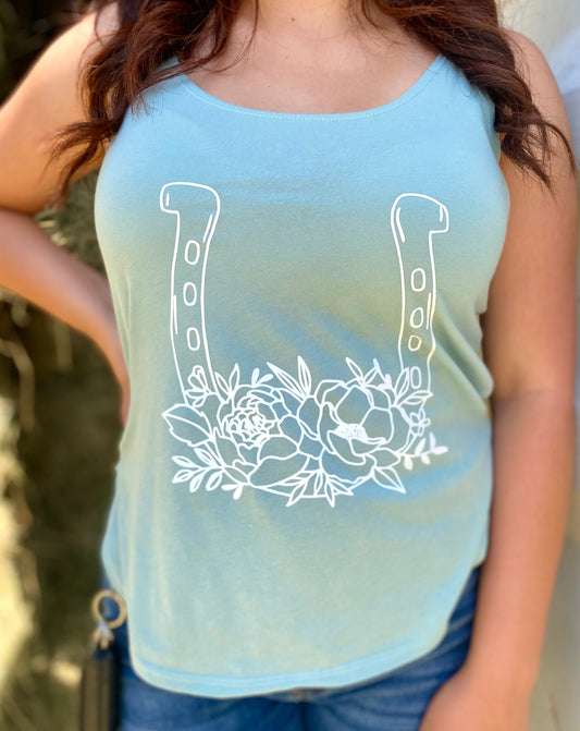 Floral Horseshoe Tank Top