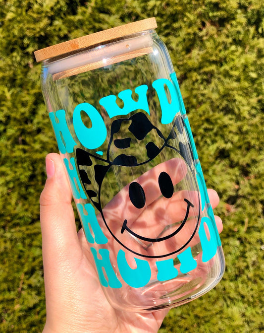Howdy Cowboy Smile Glass Cup